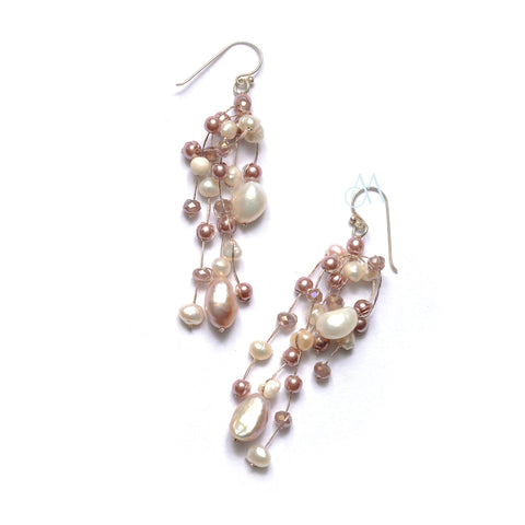 SK10-PI : Crystals & Dyed Fresh Water Pearls on Multi Strand Silk (MTO)