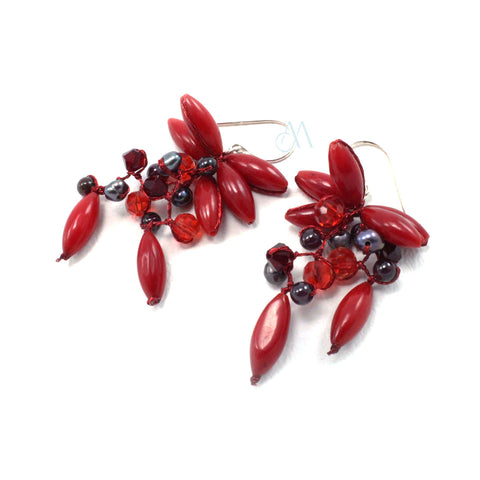 SK12-RD : Reconstituted Red Coral & Garnet on Silk Threads (MTO)