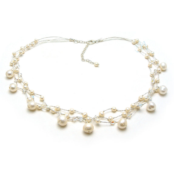 SK06-WH : Dyed Fresh Water Pearls on Multi Strand Silk (MTO)