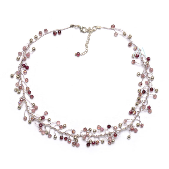 SK19-PU : Amethyst & Glass Beads on Silk Thread (MTO)