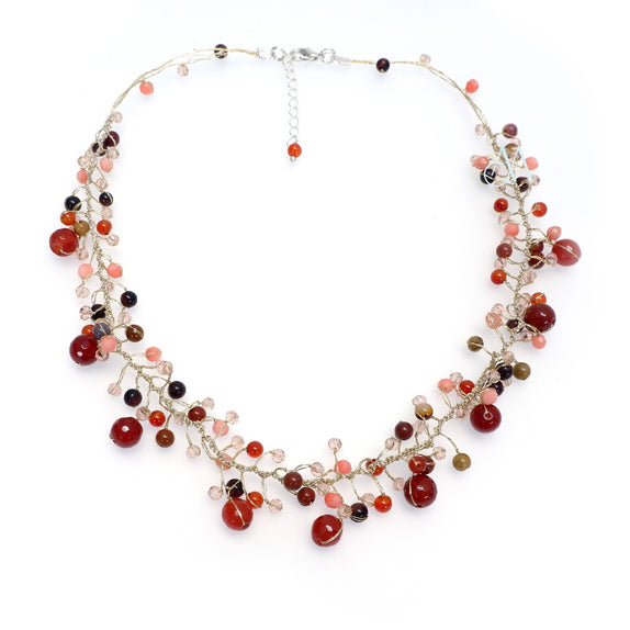 SKN25 : Silk & Stone Necklace