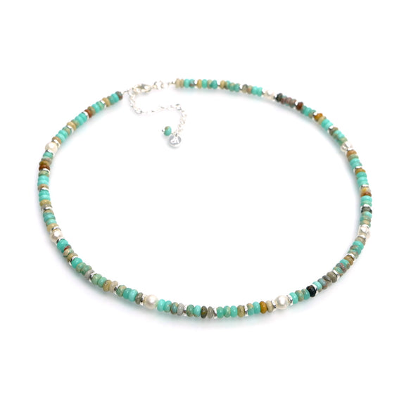 SKN33 : Handcrafted Gemstone & Pearl Necklace