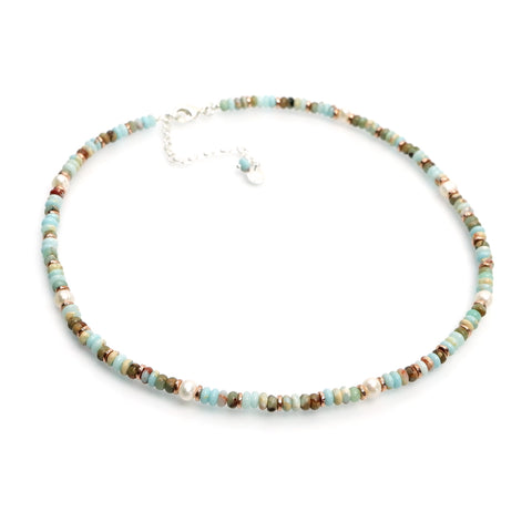 SKN33 : Handcrafted Gemstone & Pearl Necklace