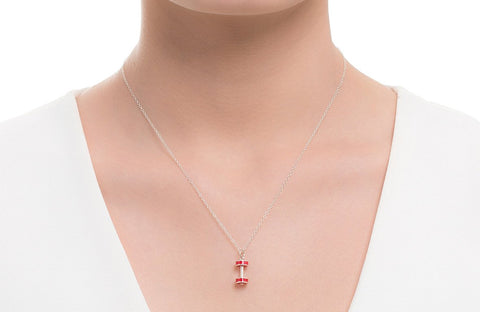 ICN07 : "Keep Going" - Dumbbell Charm Sterling Silver Necklace