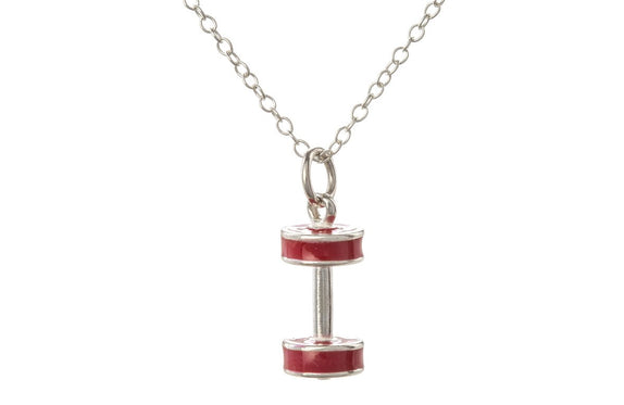 ICN07 : "Keep Going" - Dumbbell Charm Sterling Silver Necklace