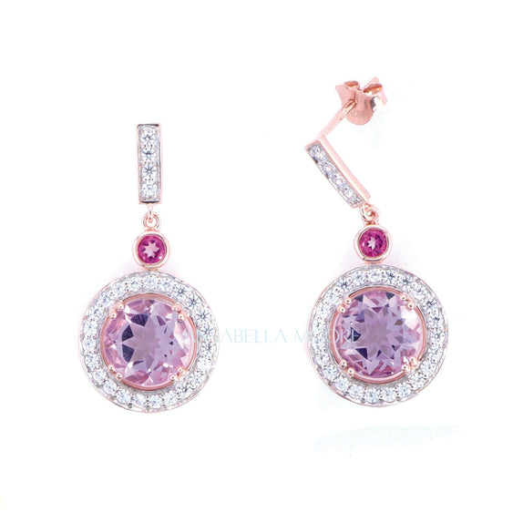 FJE02 : Pink Topaz & Amethyst Earrings