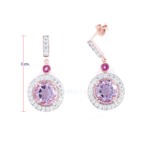 FJE02 : Pink Topaz & Amethyst Earrings