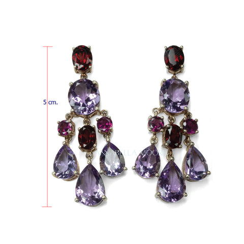 FJE03 : Brazil Amethyst & Garnet Earrings