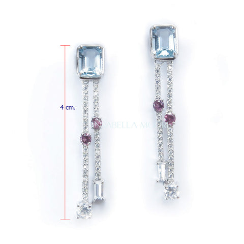 FJE08 : Sky Blue Topaz & Rhodolite Earrings