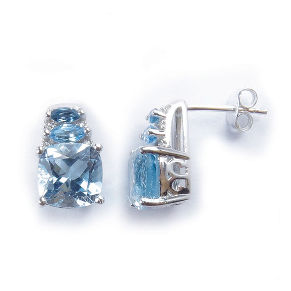 FJE10 : Swiss Blue Topaz & London Blue Topaz Earrings