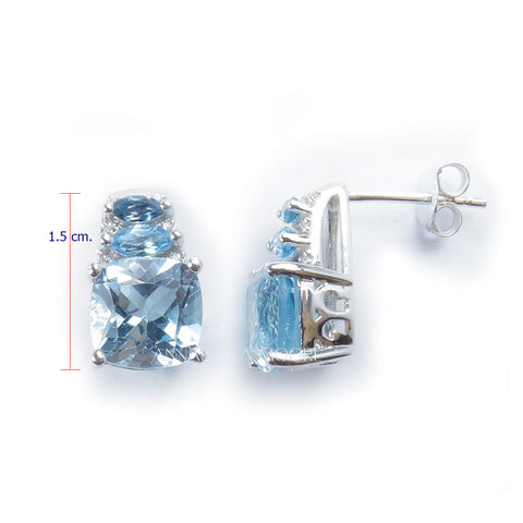 FJE10 : Swiss Blue Topaz & London Blue Topaz Earrings