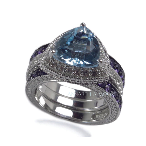 FJR07 : Affrican Amethyst & Sky Blue Topaz Rings