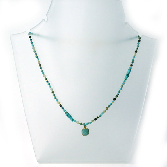 LFN02 : Amazonite & African Turquoise Handcrafted Necklace