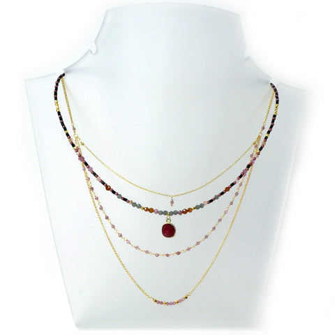 LFN21 : Pink Tourmaline Handcrafted Necklace